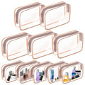 10 Pack Travel Toiletry Bag, Clear Makeup Bag, TSA Approved Cosmetic Bag with Zipper, Clear Organizer Carry on Bag for Women, PVC Cosmetic Pouch for Airport Airline Compliant (Rose Pink, 10 Packs)