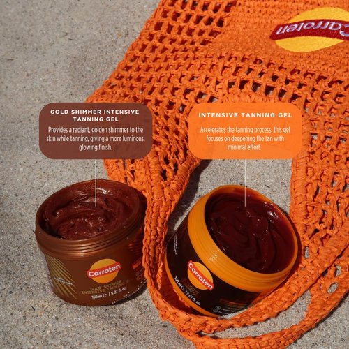 Carroten Intensive Tanning Gel | Browning Tan Accelerator | Non-Greasy, Water-Resistant with Carrot and Coconut Oil | Vitamin A & E For Moisture & Hydration | Made in Greece | 5 Fl Oz