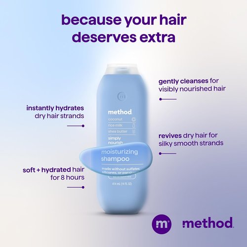Method Moisturizing Shampoo - Hydrates & Revives Dry Hair | Safe for Color-Treated Hair - 14 oz