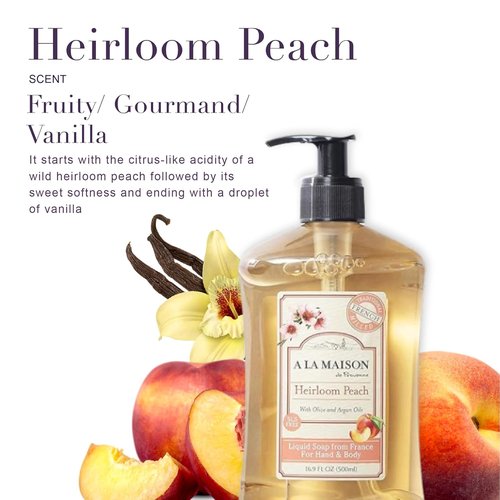 A LA MAISON Heirloom Peach Hand Wash - Natural, Biodegradable, Vegan & Cruelty-Free (16.9 Fl Oz)