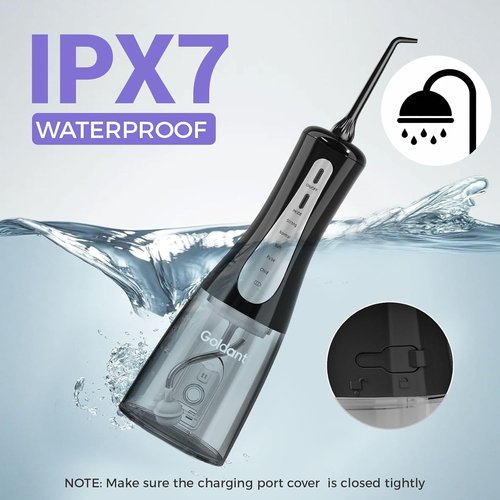Skiennix 350ML Portable Water Dental Flosser - 5 Modes, Cordless, IPX7 Waterproof for Home & Travel (Black)