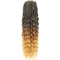 Deep Faux Locs Crochet Hair 30 Inch 8 Packs Goddess Locs Crochet Hair 1B3027 Soft Loc Faux Loc Crochet Braids with Curly Ends Prelooped Deep Wave Croceht Braids for Black Women(Black to Blonde)