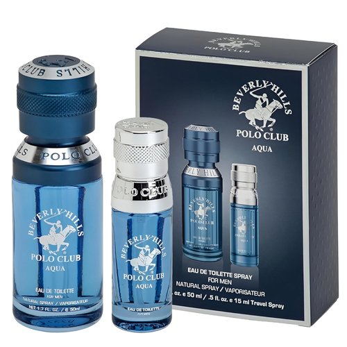 Beverly Hills Polo Club Men's Eau De Toilette Aqua - Long-Lasting Fragrance, 2.2 Fl Oz Total (1.7oz + 0.5oz Travel)