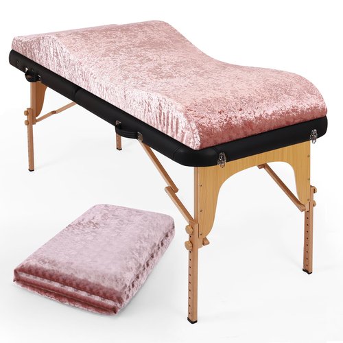 Crushed Velvet Curved Lash Bed Topper Cover – Shiny Massage Topper Cover Ultra-Soft for Lash Extensions & Spa Treatment Comfort