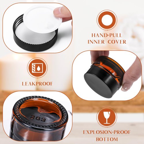 Honeydak 24 Pack 0.7oz Glass Jars with Lids Airtight Cosmetic Containers Reusable Empty Tiny Cosmetic Jars for Lip Balm Lotion Cream Sample Wax Salve Ointments, Travel Size, Light-blocking (Amber)