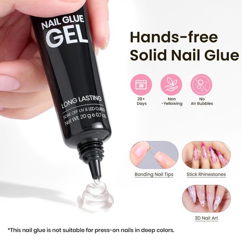 Beetles Tipex Instant Apex Nail Tips Kit, Medium Stiletto, 224 Pcs 16 Sizes Pre-Building Pre-Etched False Nail Tips with Tipex Nail Glue, Mini Nail Lamp