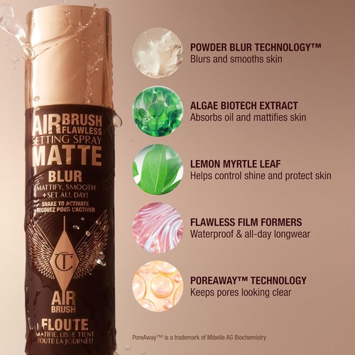 Charlotte Tilbury Airbrush Flawless Matte Setting Spray - Ultra-Fine Mist for Long-Lasting Makeup & Pore Blurring