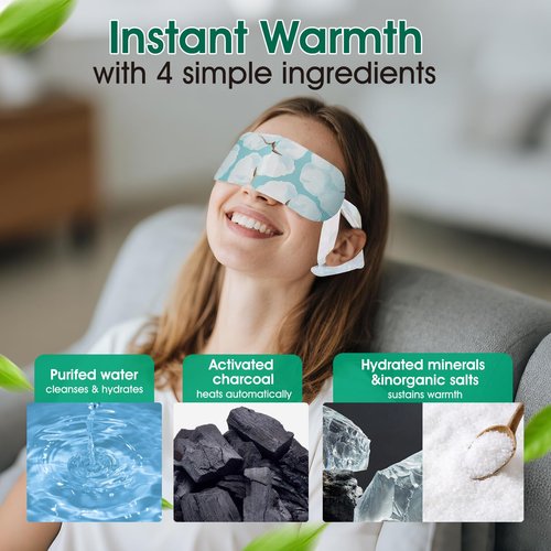 AROIC 60 Pack Steam Eye Masks Disposable for Dry Eyes, Heated Eye Mask Warm Compress for Eyes, Relaxation Valentines Day Gifts, Travel Essentials - Lavender, Unscented, Chamomile, Rose