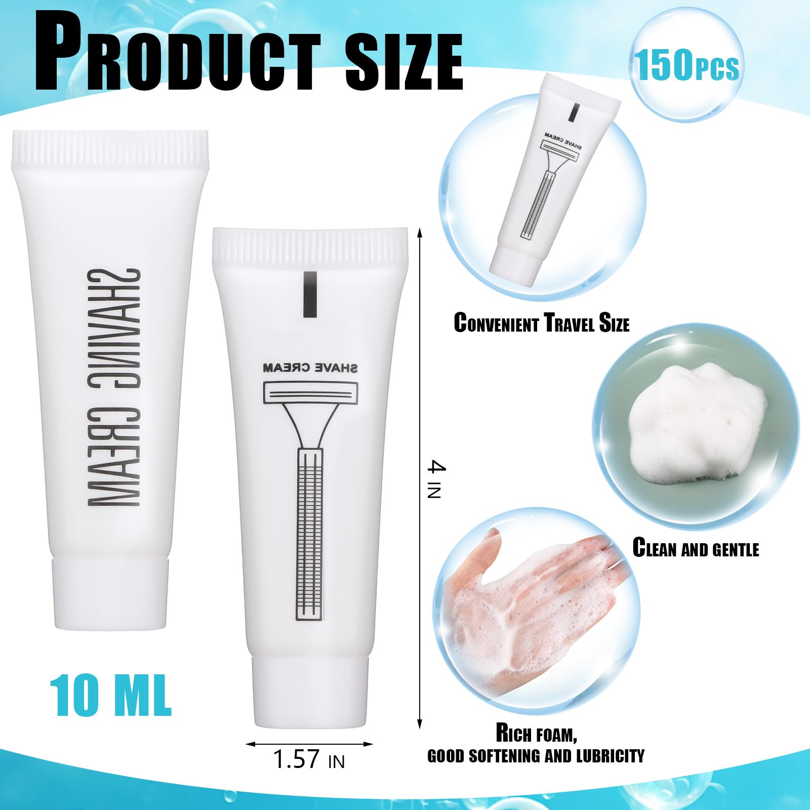Viozakanry Disposable Shaving Cream Bulk Travel Size 10 Ml/ 0. 35 Fl. oz Shave Cream for Hotel Camping Travel Homeless Toiletries(150 Pcs)