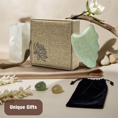 Gua Sha Facial Tools,Jade Gua Sha Stone Comb Edge, Guasha Tool for Face Jawline Sculpting Gifts