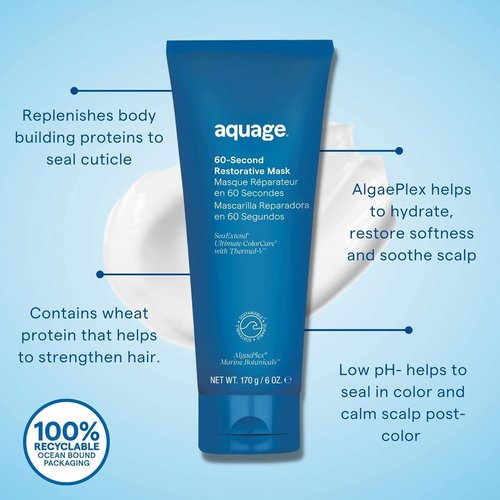 AQUAGE 60-Second Restorative Mask - Restores Strength & Moisture | Seals Shine, 6 oz