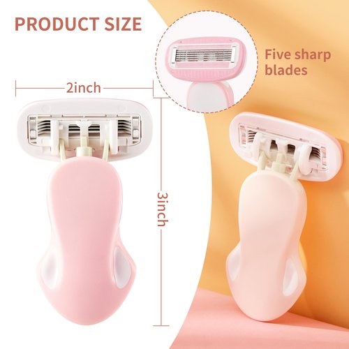 BeautyGlow Travel Razor for Women with Mini Handle, Extra Smooth 5-Blade Travel Size Razors with Case & Gift Box, Includes 5 Cartridges (Pink)
