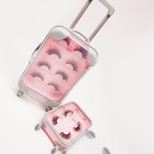 Kiyza False Eyelash Storage Box, Portable Travel Organizer Mini Luggage False Eyelash Tray Makeup Tool (PINK)