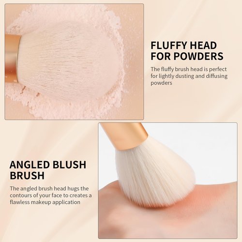DUcare Professional Makeup Brush Set - 2Pcs Angled Blush & Tapered Powder Brushes | Soft Synthetic Hair for Contouring, Blush, Highlighting & Setting | Fluffy & Light Application