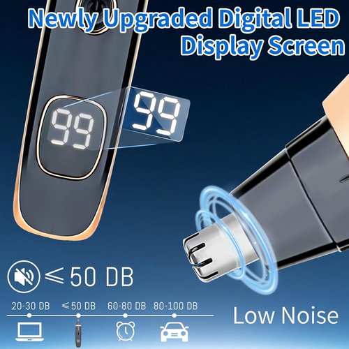 Skiennix Nose and Ear Hair Trimmer - 2-in-1 LED Display, USB Rechargeable, Waterproof, Dual-Edge Blades | Black Gold
