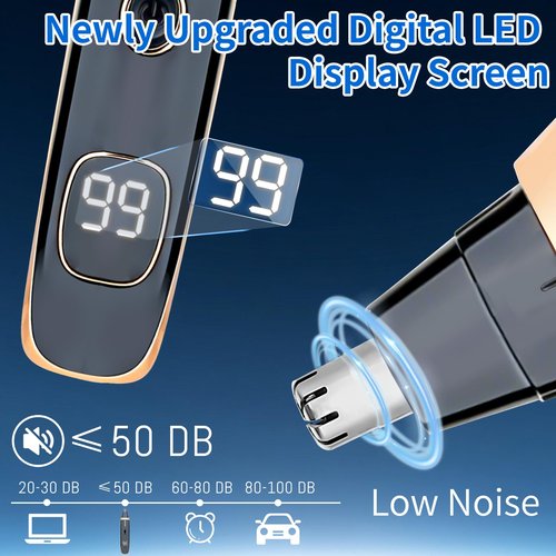 Mendaping Nose and Ear Hair Trimmer for Women Men,2 in 1 LED Display Eyebrow Hair Trimmer with USB Rechargeable,2026 Portble Waterproof Facial Hair Removal with Dual-Edge Blades for Travel (Black)