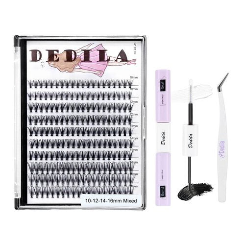 Dedila 8-22mm to Choose 20D/40D/60D/80D/100D Individual False Eyelashes Makeup Cluster Eyelashes Thickness 0.07mm D Curl Natural long Black Soft 3D Eye Lashes Extensions (20D-10-12-14-16MM Kit)