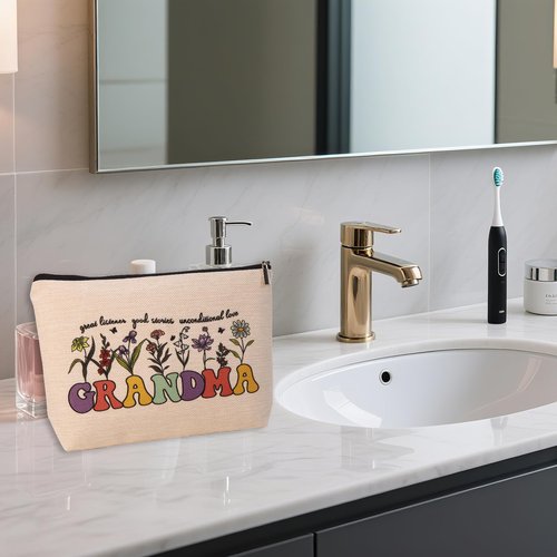 HDYHDY New Grandma Gifts Makeup Bag, Grandma Birthday Gifts for Grandmas Gigi Nana Mimi Granny Grandmother, Best First Time Grandma Gift, Happy Birthday Grandma To Be Gift, Mothers Day Cosmetic Bag