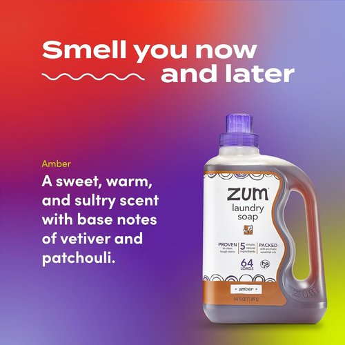 Indigo Wild Zum Clean Laundry Soap - Plant-Based Liquid with Baking Soda & Essential Oils - Amber - 64 fl oz