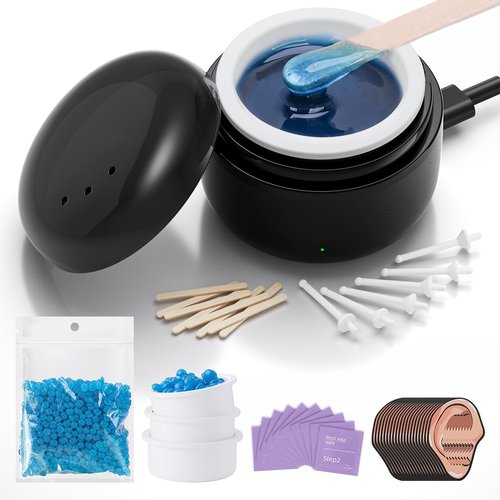 Azang Nose Wax Kit Men 100g Wax USB Fast Heat Unisex Suitable for Different Body Parts Smart Constant Temp 12 Nose Hair Sticks 3 Silicone Pots Valentine's Day Gifts