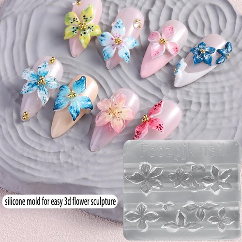 Fcozpjk Clear Solid Builder Gel For Nails, 30g Hard Gel for Nails with Silicone Molds for Carving Non-Sticky Building 3D Sculpture Flowers Modeling Design Professional Manicure Supplies