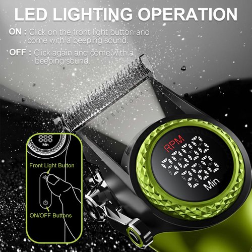 VGR 001 Professional Hair Clippers for Men, Cordless Barber Clippers for Hair Cutting, Carbon Steel Blade Hair Trimmers for Barbers, 9000RPM, LED Display, Green