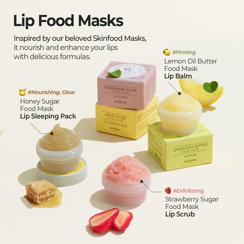 SKINFOOD Honey Sugar Lip Sleeping Mask, Lip Mask for Overnight, Korean Lip Care Product for Severely Chapped Lips, Stocking Stuffers, Hydrating Lip Butter for Dry Lips, Lip Balm (0.71 fl. oz.)