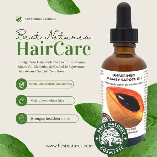 Best Nature's Cosmetics Mamey Sapote Oil Organic - revitalize dry skin and hair with deep moisture and frizz control. For curly, wavy hairs. 4 fl oz / 120ml