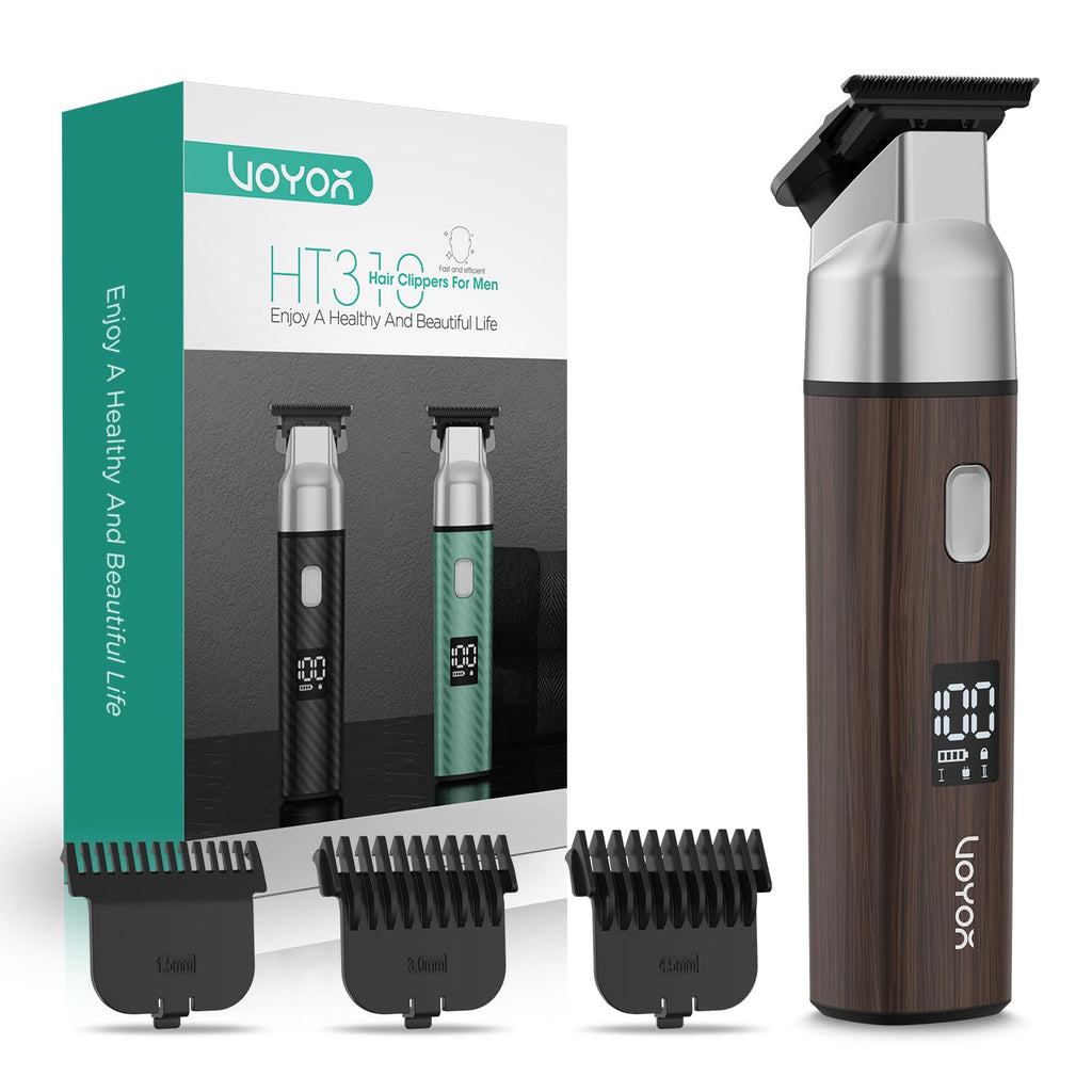 VOYOR Body Hair Trimmer for Men,Electric Razor,Versatile Groin & Body Trimmer,Waterproof and Cordless Shaver, Manscaper for Men, USB-C Charging Groomer,Ceramic Blade Razor Male Grooming HT310 (Wood)