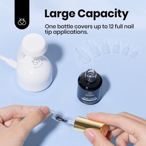 Beetles 15ml HEMA-Free Nail Glue Gel - TPO Free Super Strong Extension Glue for Nail Tips Clear Acrylic Nails, Clear Press On Nails, Gentle, Large Capacity, Salon Art DIY Home Need U V Light Cured