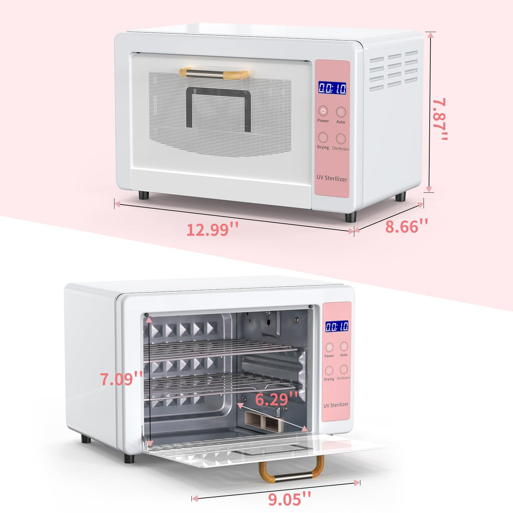 Yofuly Sterilizer for Esthetician, 10L Large Sterilizer for Nail Tools, Multi-Functional Nail Cleaner Box, Large Capacity Cleaning Cabinet for Home Use, Barbers, Beauty Salons, and Spas