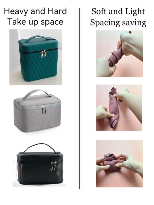 Gudahower Foldable Silicone Makeup Bag Large Capacity and Lightweight Toiletry Bag for Travel Waterproof Cosmetic Bag with Zipper for Women Girls (Crimson)