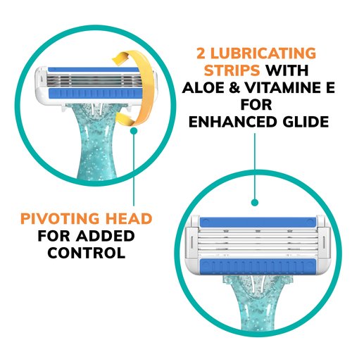 BIC EasyRinse Anti-Clogging Women's Disposable Razors for a Smoother Shave With Less Irritation*, Shaving Razors With 4 Blades, 6 Count