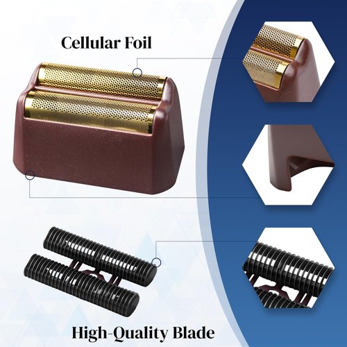 2 Pack Professional 5 Star Series Finale Shaver Replacement Foil and Cutter Bar Assembly Compatible with wahl Shaver Foil 7031-100, 7043-100 Super Close Shaving Replacement Heads，Red