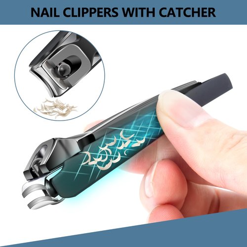 Toenail Clippers for Seniors Thick Nails - 17mm Wide Jaw Nail Clippers for Men, 37mm Heavy Duty Toe Nail Cutter, No Splash Nail Clippers w Catcher