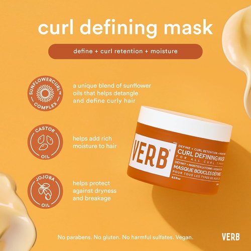VERB Curl Defining Mask - Enhance Curl Definition & Retention - Moisturizing, Frizz Control | Vegan, Paraben-Free