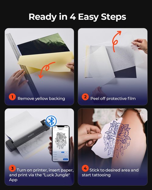 MUNBYN Tattoo Stencil Printer ITP06, 300DPI Wireless Thermal Tattoo Printer with 20 Transfer Papers, Tattoo Printers Compatible with Smartphone & PC for Tattoo Artists & Beginners