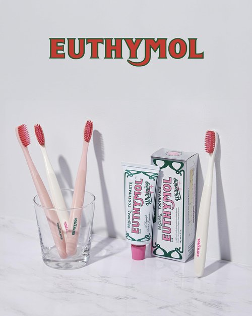 Euthymol Whitening Toothbrush (Pink, 6 Count) - Premium Soft Dual-Tension Bristles. Advanced Plaque Removal, Stain Reduction.