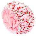 Skiennix Shower Cap - Reusable Terry Lined Waterproof Cap for Long Thick Hair - Pink