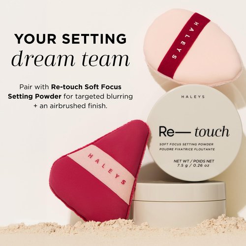 HALEYS Dual-Sided Powder Puff 2 Pack, 2 Full Size plush and sponge sides, Reversible Elastic Bands, Streak-Free, Easy Blending, 2 Shapes for Powder, Liquids, Creams, Washable & Reusable, Cruelty-Free