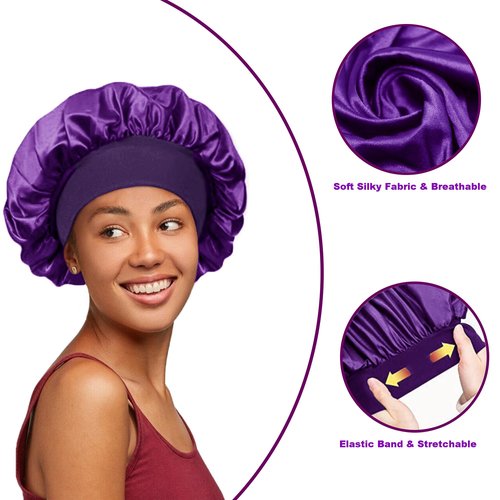 12 Pieces Silk Bonnet for Women Curly Hair Satin Bonnet Hair Wrap for Sleeping Cap with Tie Band (Multicoloured4)