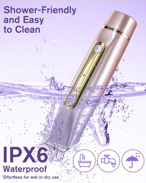 Happnear 2 in 1 Electric Bikini Shaver for Women - 2025 Dual Head Bikini Trimmer for Women IPX7 Waterproof Wet & Dry Use Bikini Razor for Travel Rechargeable Electric Razor for Underarm Leg Arm,Purple