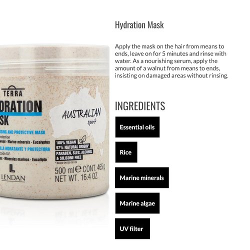Lendan Hydrating Hair Mask - Terra Hydration Formula - 500 ml for Dry, Damaged Hair - Repairs & Prevents Color Loss