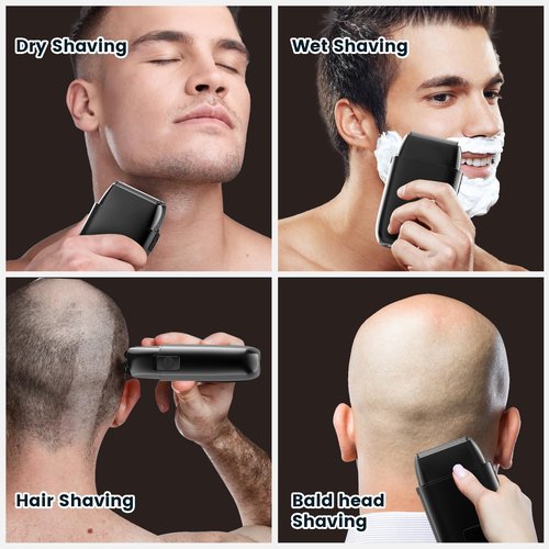Electric Foil Shaver for Men, Electric Foil Shavers with 3 Blade Floating Head Wet/Dry, Rechargeable, LED Display, IPX7 Waterproof, for Face/Beard/Head Shavers (Black)