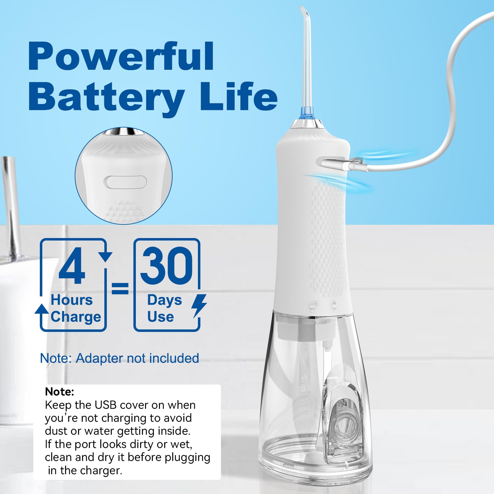 WellLeo Water Flosser for Teeth, 300ML Cordless Oral Irrigator Rechargeable Dental Flosser Picks with 5 Modes 5 Jet Tips,IPX7 Waterproof Teeth Cleaner for Braces Gum Care, Home Travel Use