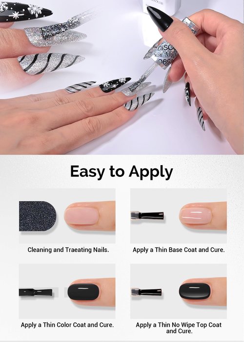 MelodySusie Thick Gel Polish Kit- 2 Pcs 15ml Sliver Glitter & Black Colors Polish Set Nail Art Manicure Salon Diy at Home Christmas Gift