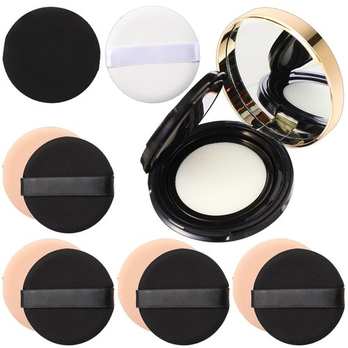 Patelai 7 Pcs Black Makeup Sponge Holder - Portable Refillable Foundation Container with Extra Sponges & Mirror