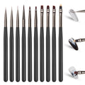 Wokoto Black Nail Art Brushes Set: 10pcs Acrylic Nail Brushes For Painting Tools - Gel, Polish & Dotting Pen