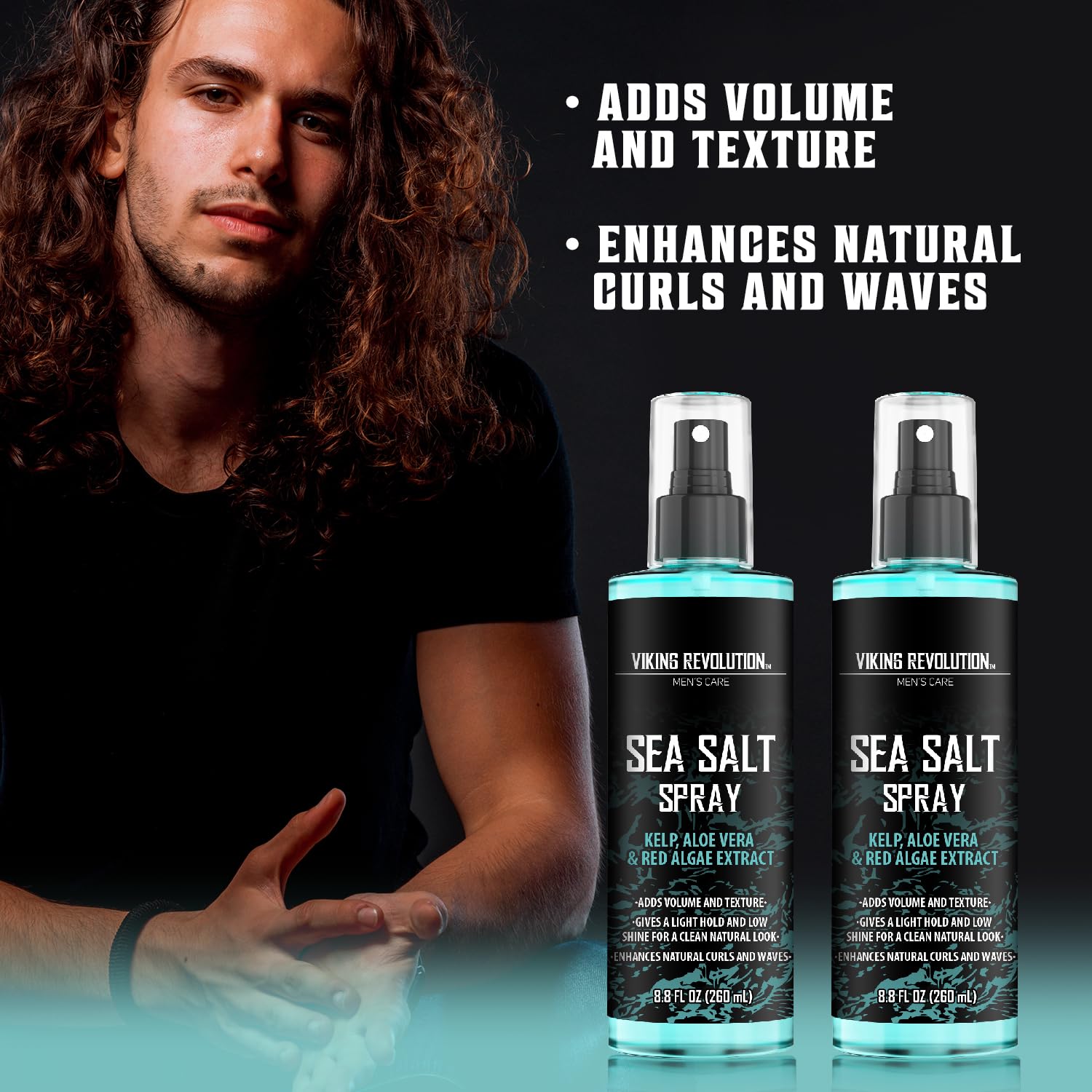 Viking Revolution Sea Salt Hair Spray - Texturizing Spray with Kelp & Aloe Vera | 2-Pack for Beachy Volume