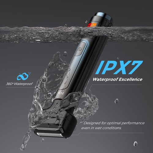 FOKE Back Shaver for Men, Ultra-Wide 1.8" T-Shaped Head, Travel Case, LED Display Mens Back Shaver Rechargeable with Long Handle, Safety Lock, IPX7, Multi-Functional Back Trimmer for Men,(Ink Blue)